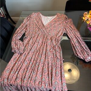 ✨ Max Studio Pink and Green Floral Dress |